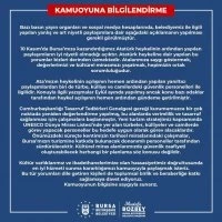 Büyükşehir’den kamuoyuna bilgilendirme